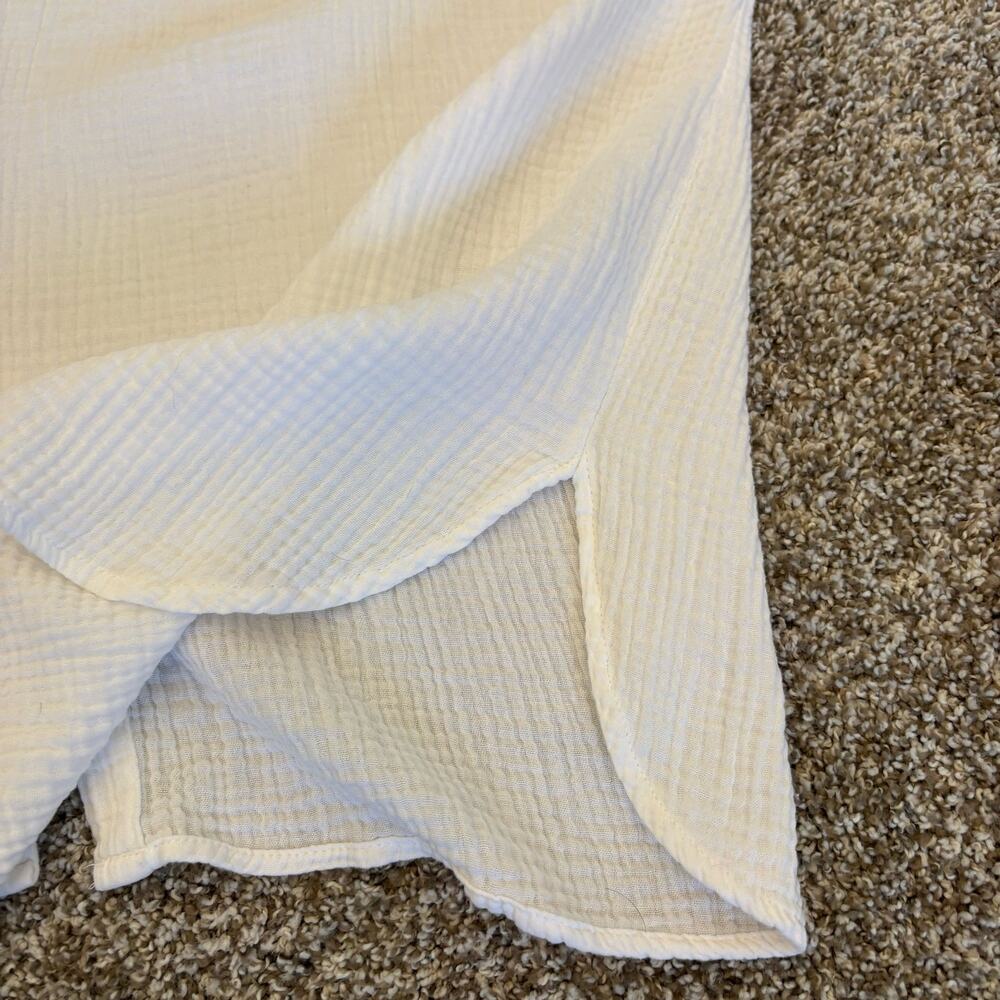 Magashoni 100% Organic Cotton Oversized Roll Tab Button Up Blouse XL White - Picture 6 of 8